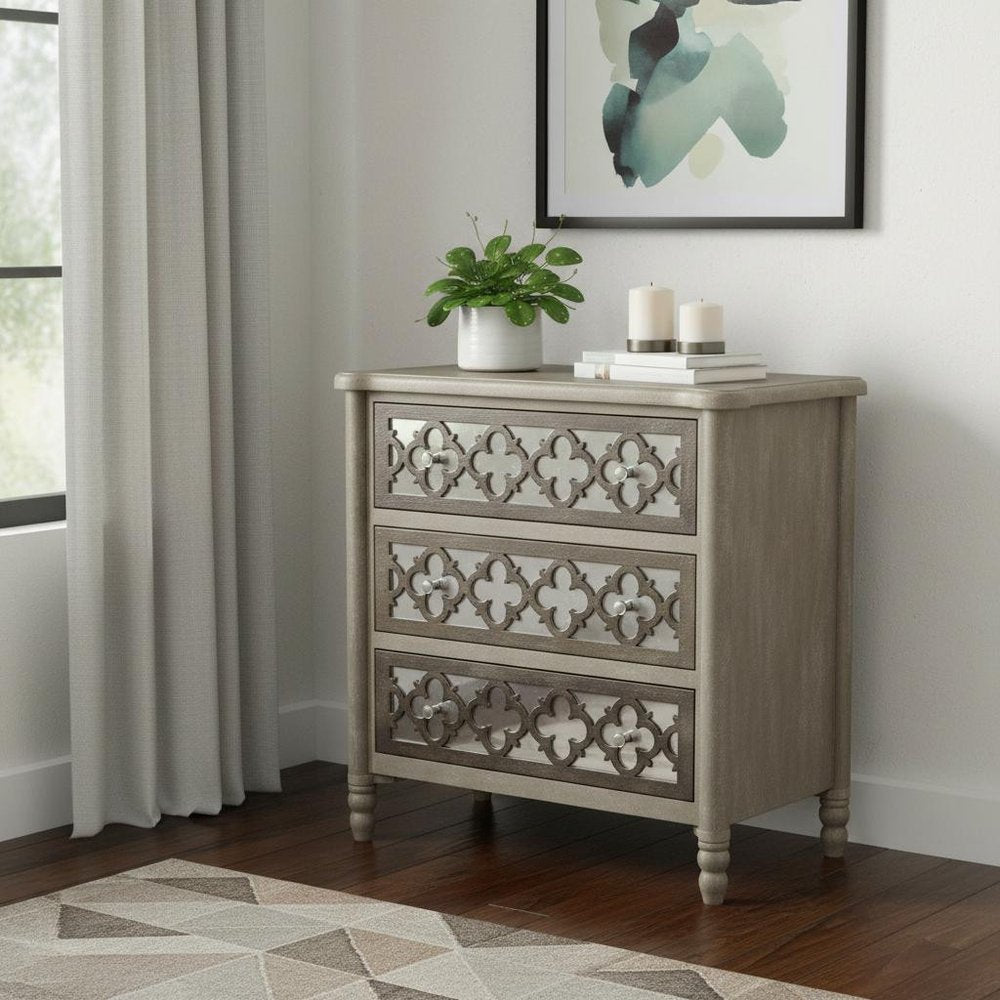 15" Brown Standard Accent Cabinet With Three Drawers