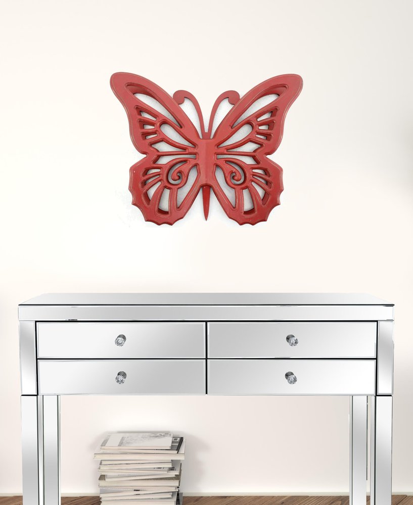 23" X 19" X 4" Gray Rustic Butterfly Wooden Wall Decor