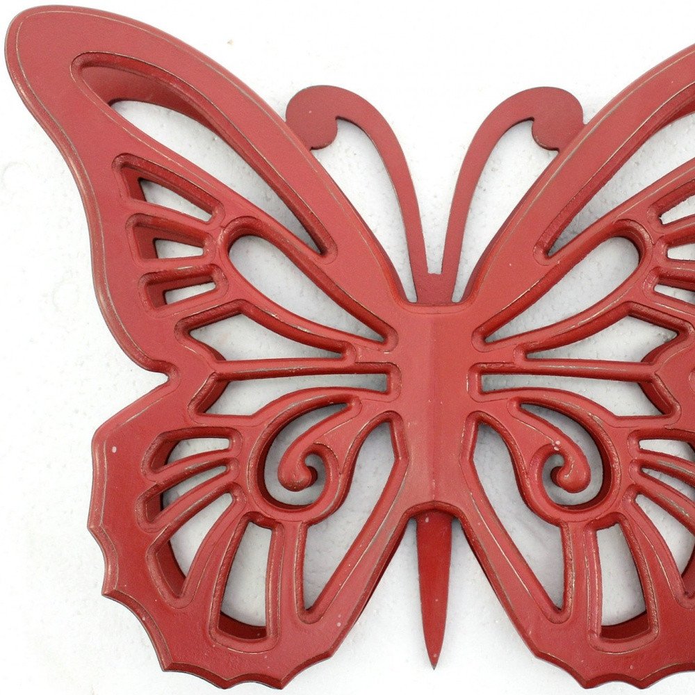 23" X 19" X 4" Gray Rustic Butterfly Wooden Wall Decor