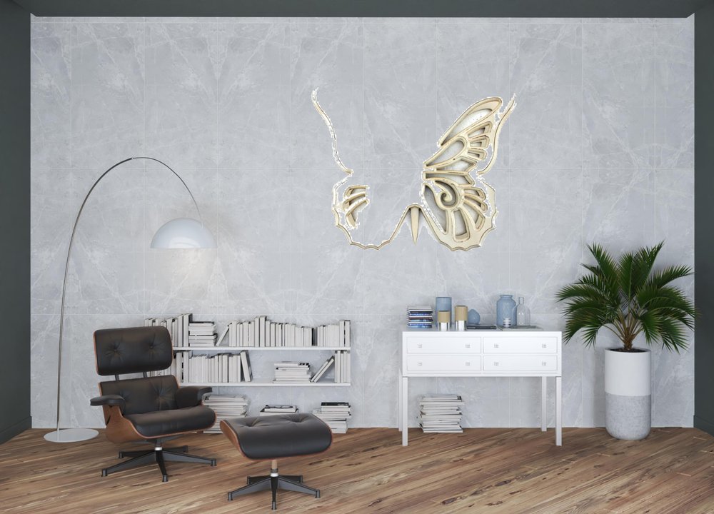 23" X 19" X 4" Gray Rustic Butterfly Wooden Wall Decor