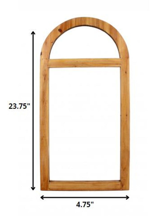 24" Brown Wood Arch Framed Accent Mirror
