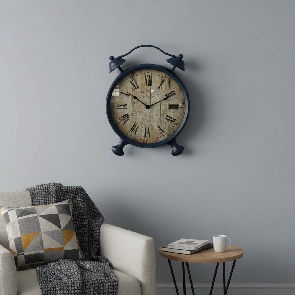 3" Round Blue Glass Analog Wall Clock