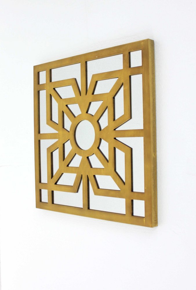 24" X 24" X 1" Blue Mirrored Square Wooden Wall Decor