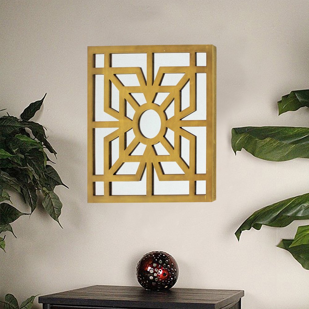 24" X 24" X 1" Blue Mirrored Square Wooden Wall Decor