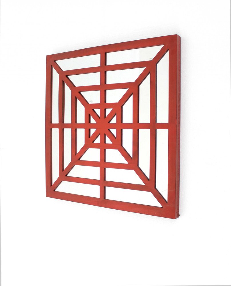 24" X 24" X 1" Blue Mirrored Square Wooden Wall Decor