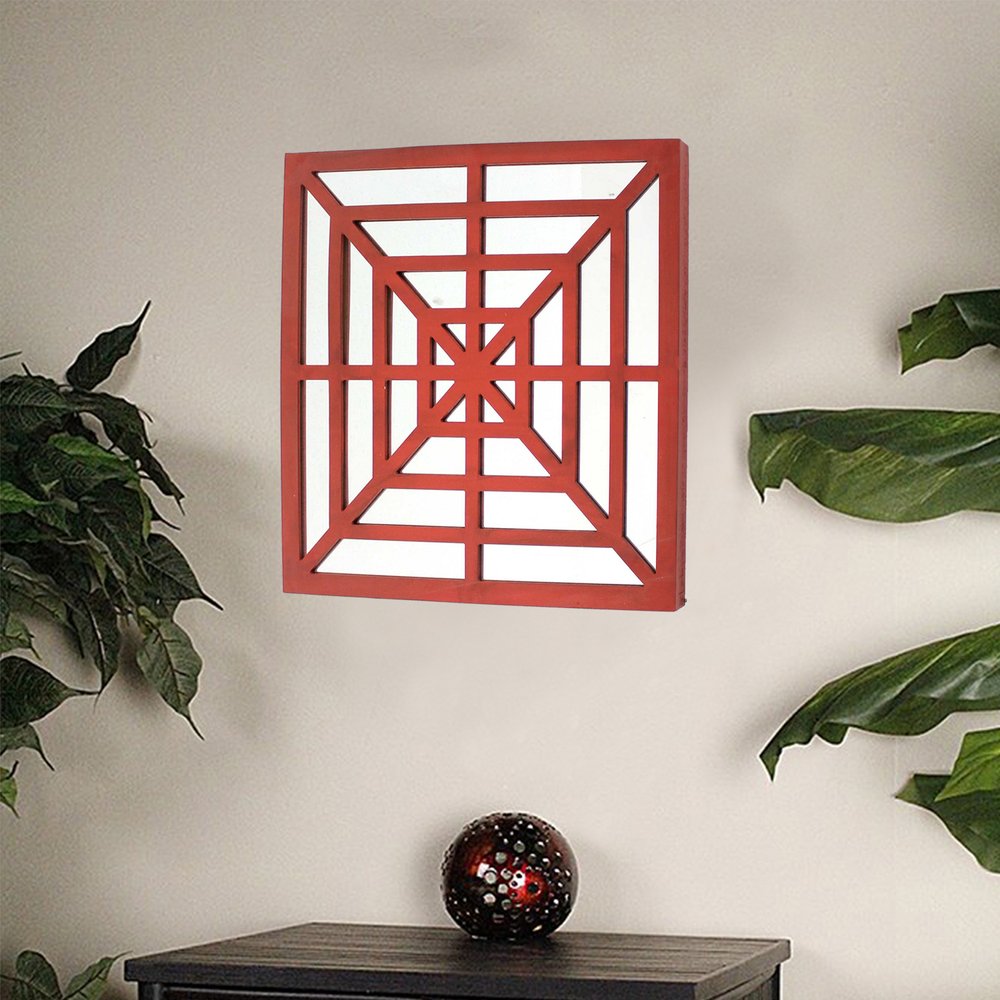 24" X 24" X 1" Blue Mirrored Square Wooden Wall Decor