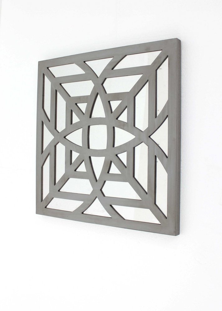 24" X 24" X 1" Blue Mirrored Square Wooden Wall Decor