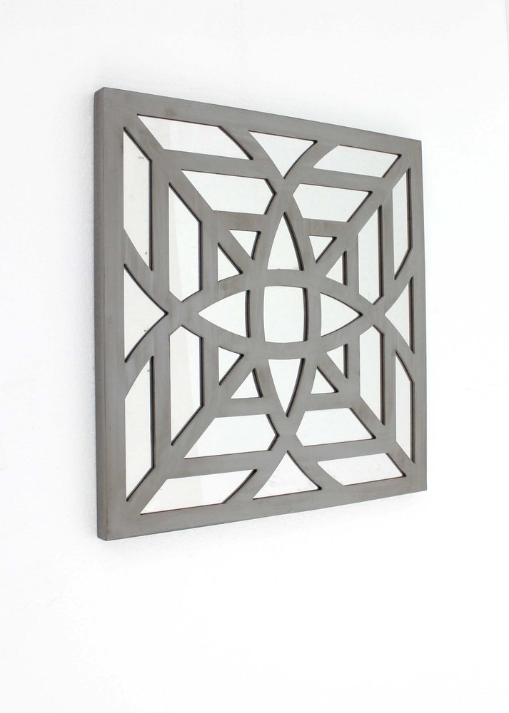 24" X 24" X 1" Blue Mirrored Square Wooden Wall Decor
