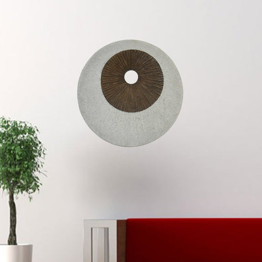 27" X 27" X 3" Brown & Gray Round Double Layer Ribbed Wall Decor
