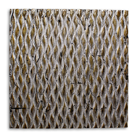 36" X 36" Silver Square Abstract Hanging Dimensional Sculpture