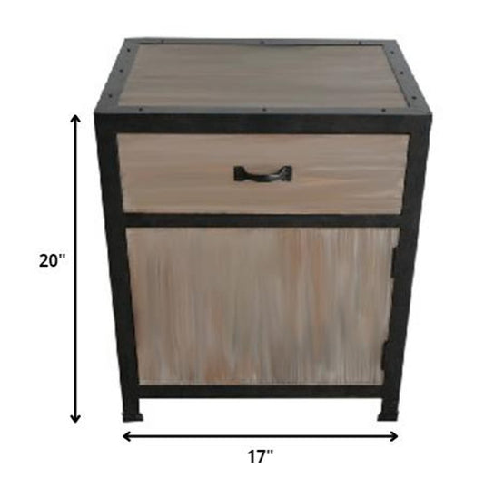 20" Brown Solid Wood End Table With Drawer