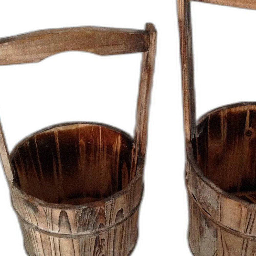 Set of Two Brown Solid Wood Garden Accents Accessories