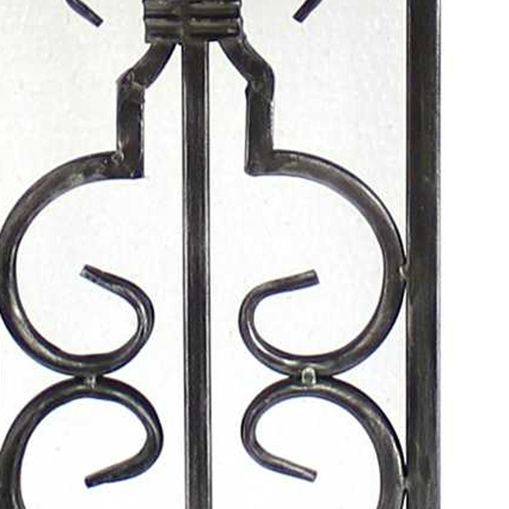 29" Distressed Gray Metal Bedside Lamp With Beige Shade