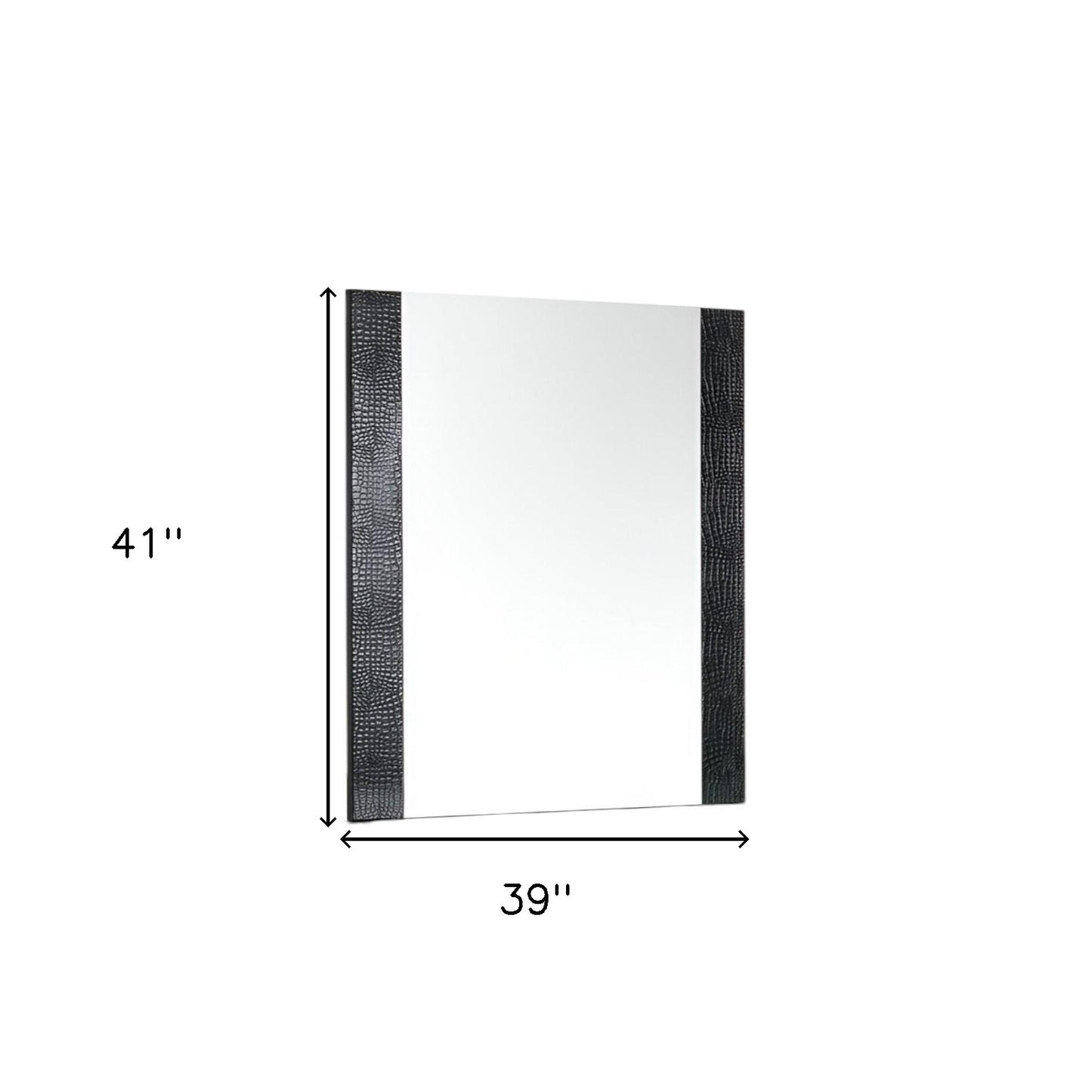 41" Black Faux Shagreen Partially Framed Accent Mirror