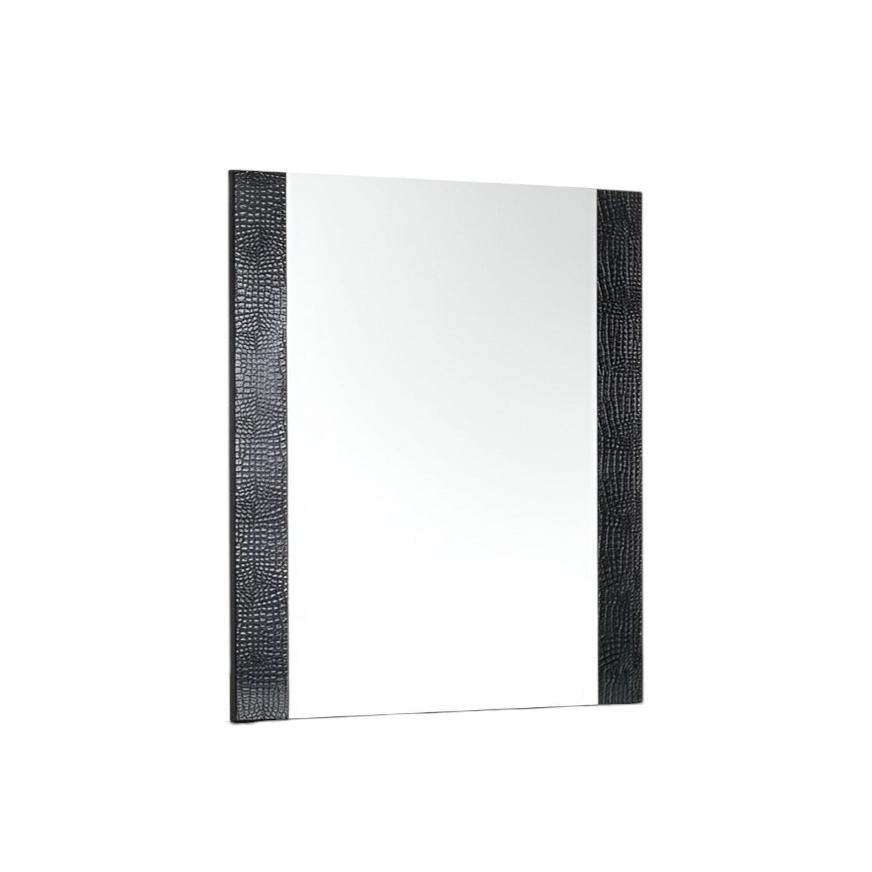 41" Black Faux Shagreen Partially Framed Accent Mirror