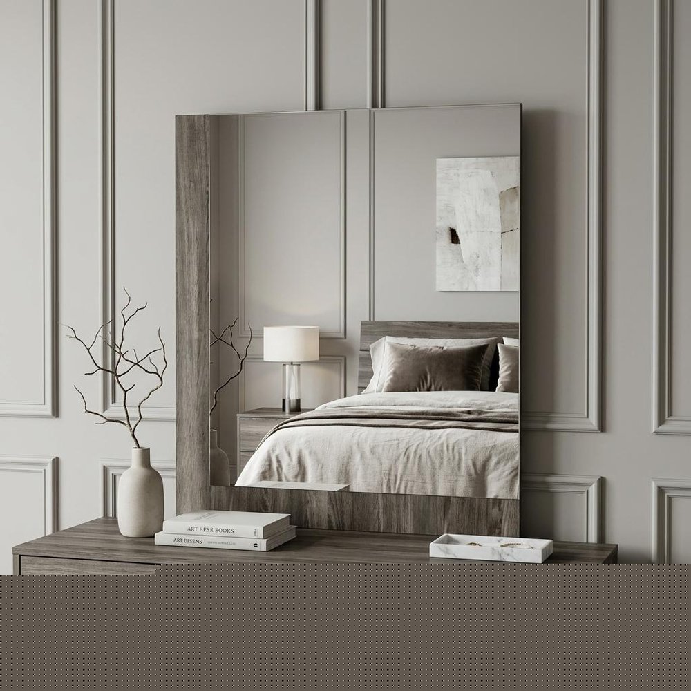 41" Ebony Wood Framed Mounted Dresser Mirror