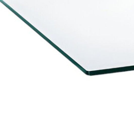 47" Clear and Silver Glass And Steel Cross Legs Coffee Table