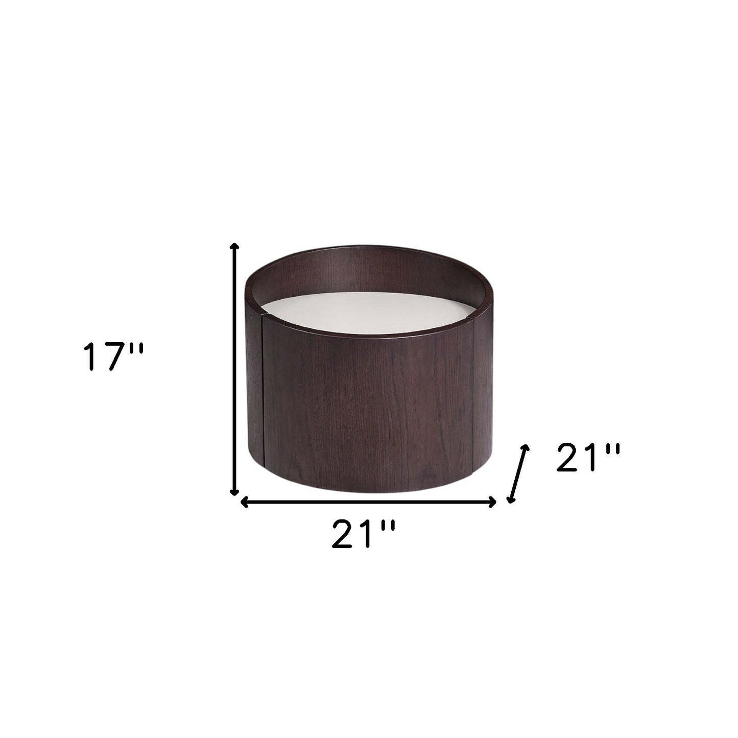 17" Dark Brown Solid Wood Round End Table