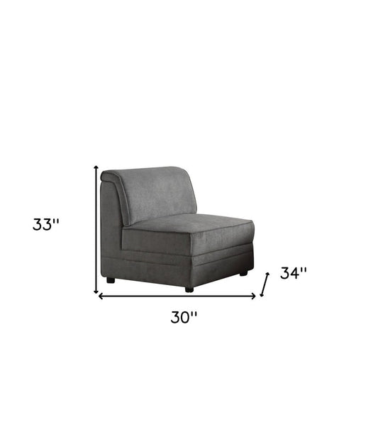 30" Gray and Black Velvet Slipper Chair