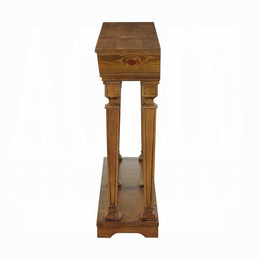 72" Oak Wood Floor Shelf Console Table With Shelf