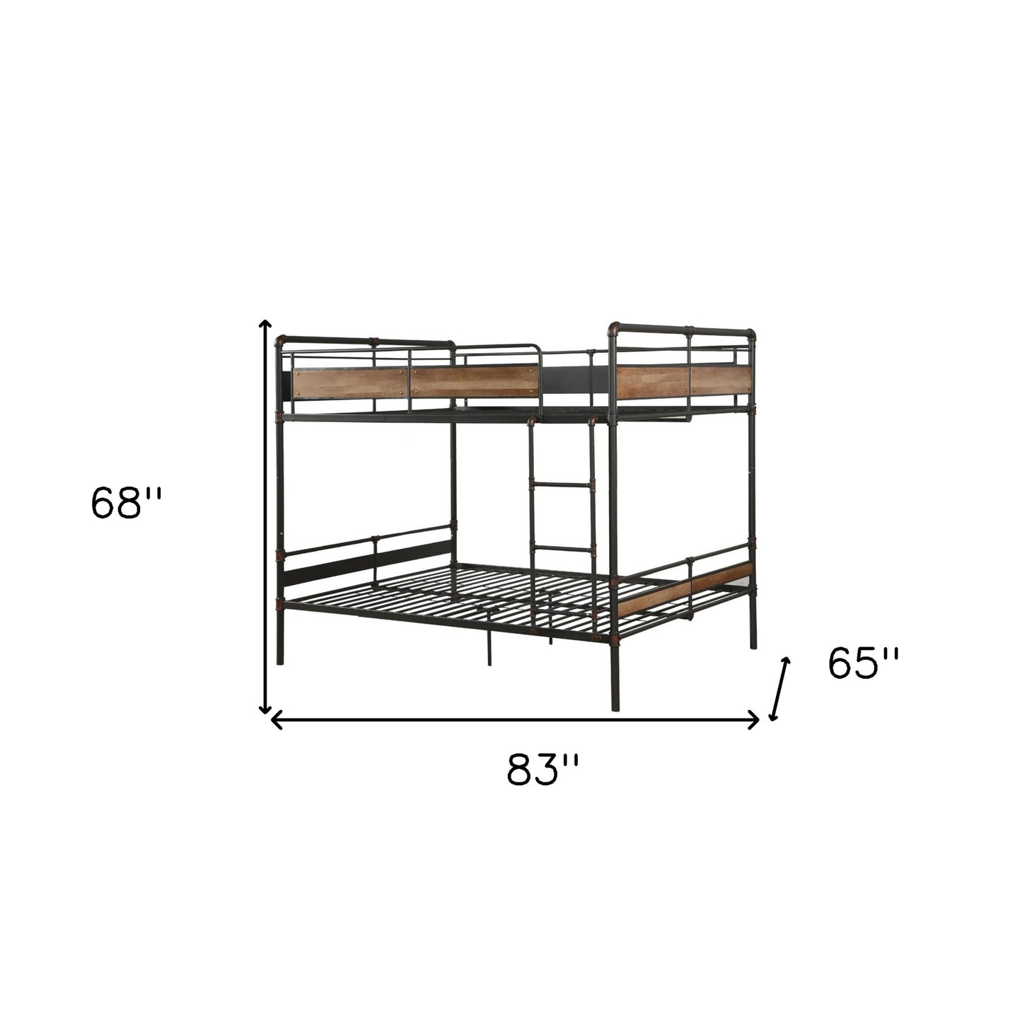 83" X 65" X 68" Sandy Black Dark Bronze Handbrushed Queen Over Queen Bunk Bed