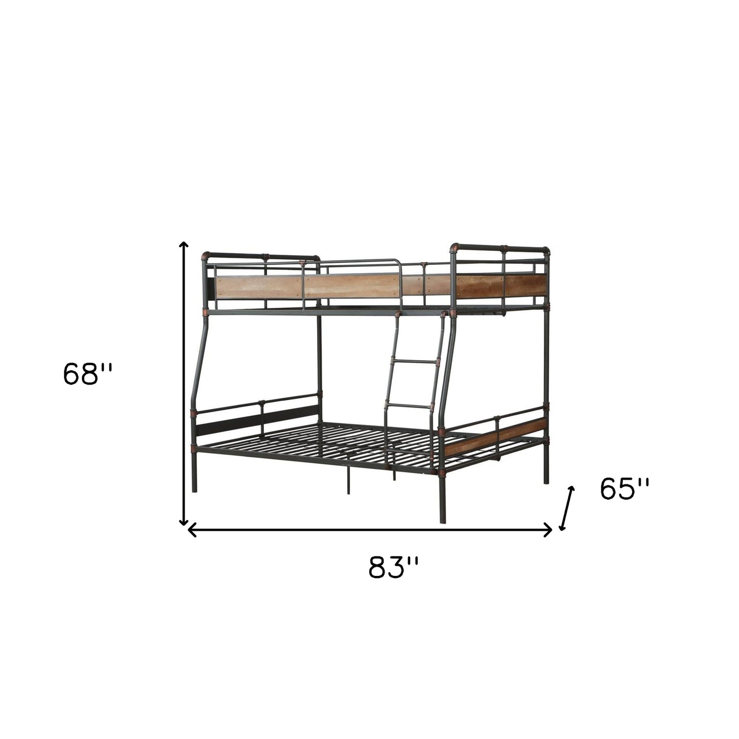 83" X 65" X 68" Sandy Black Dark Bronze Handbrushed Queen Over Queen Bunk Bed