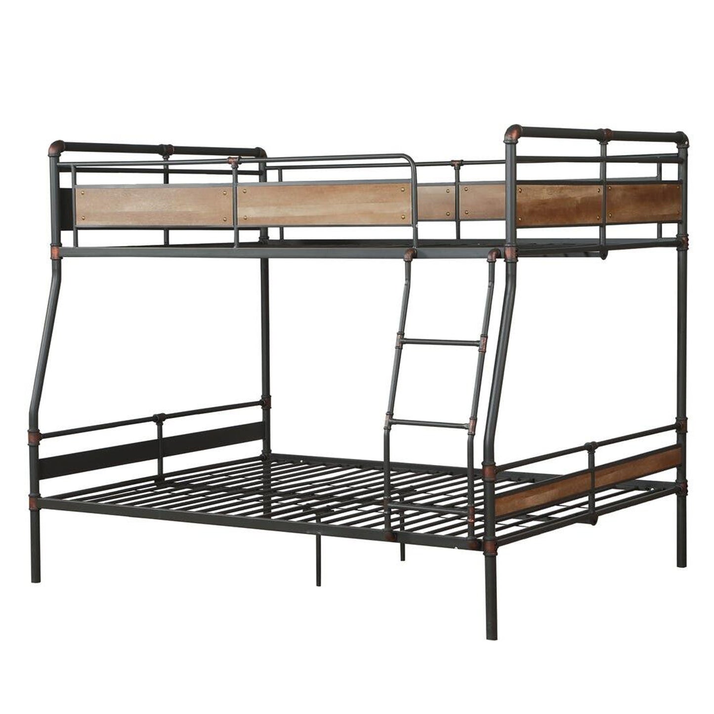 83" X 65" X 68" Sandy Black Dark Bronze Handbrushed Queen Over Queen Bunk Bed