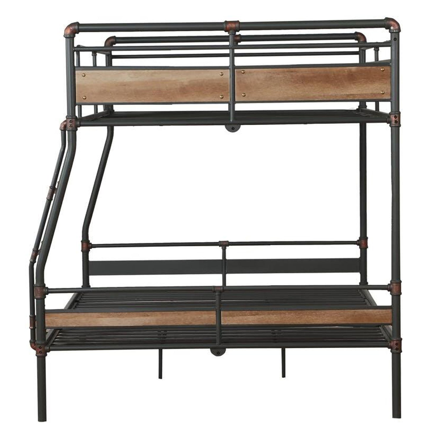 83" X 65" X 68" Sandy Black Dark Bronze Handbrushed Queen Over Queen Bunk Bed