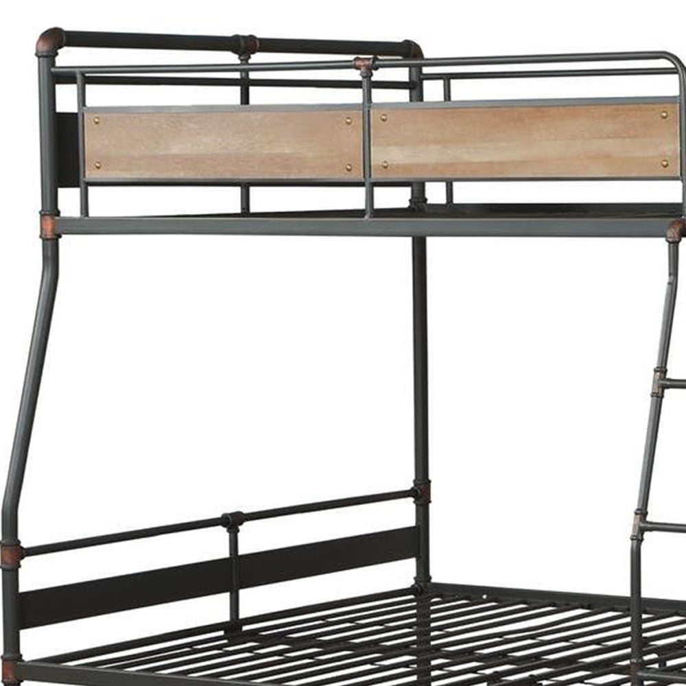 83" X 65" X 68" Sandy Black Dark Bronze Handbrushed Queen Over Queen Bunk Bed