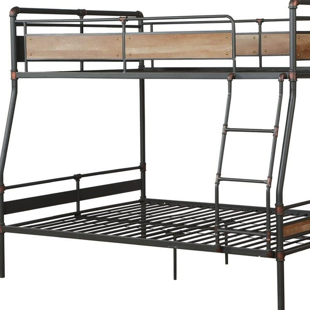 83" X 65" X 68" Sandy Black Dark Bronze Handbrushed Queen Over Queen Bunk Bed