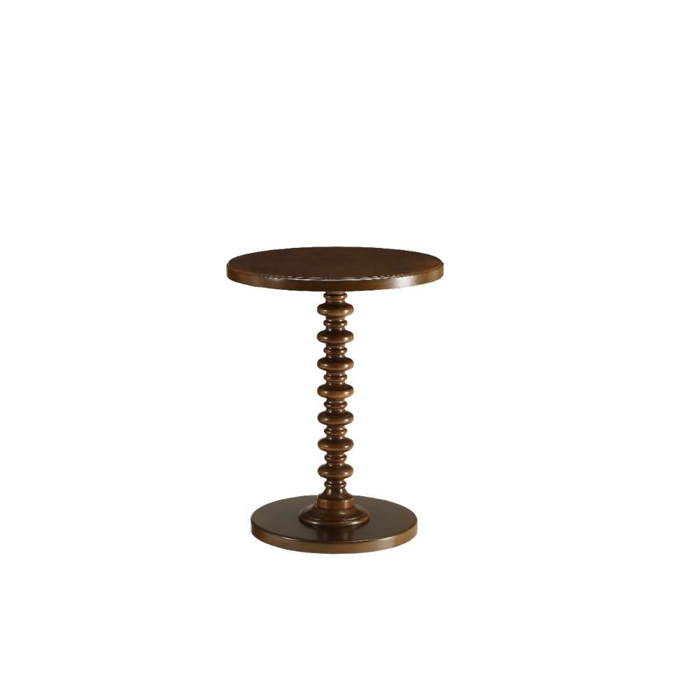 22" Yellow Wood Round Pedestal End Table