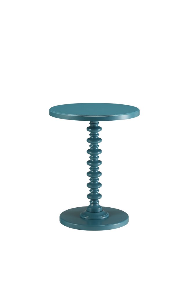 22" Yellow Wood Round Pedestal End Table