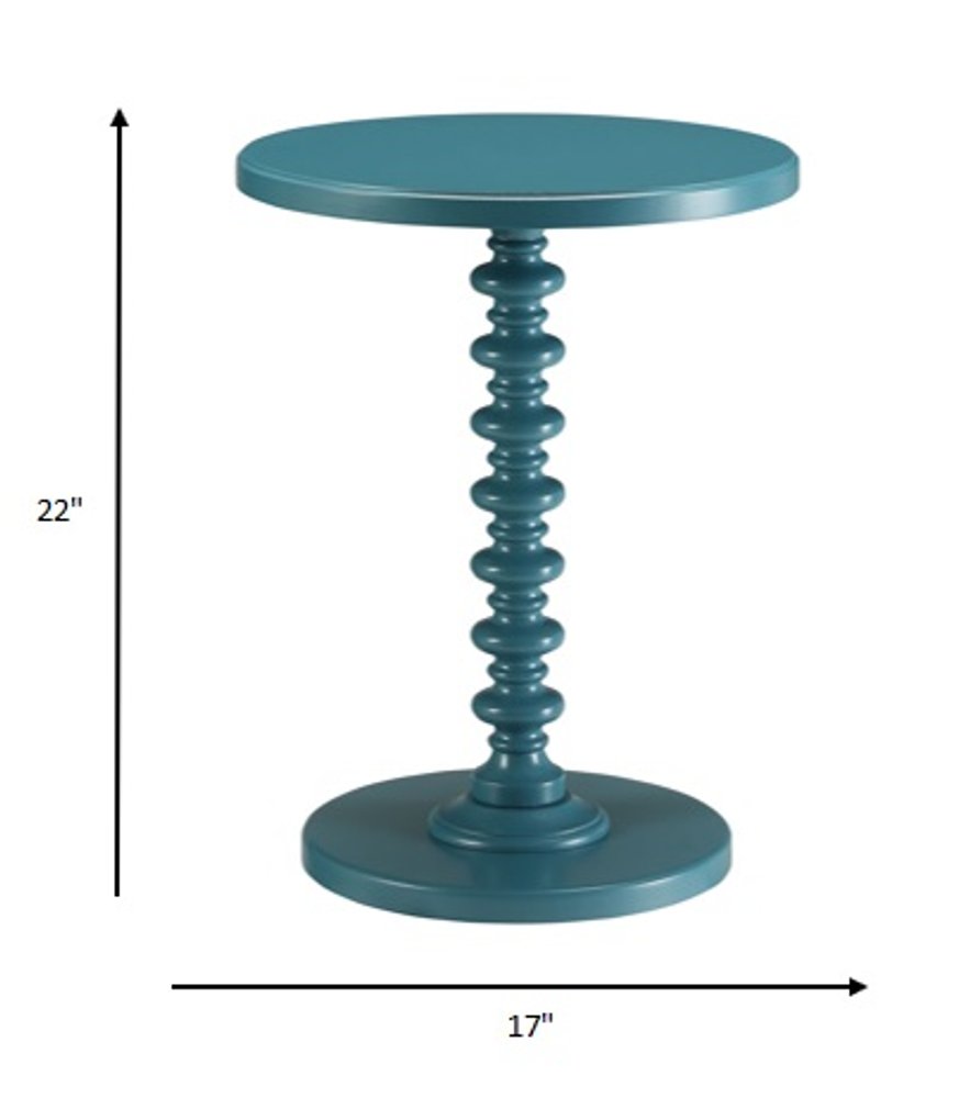 22" Yellow Wood Round Pedestal End Table