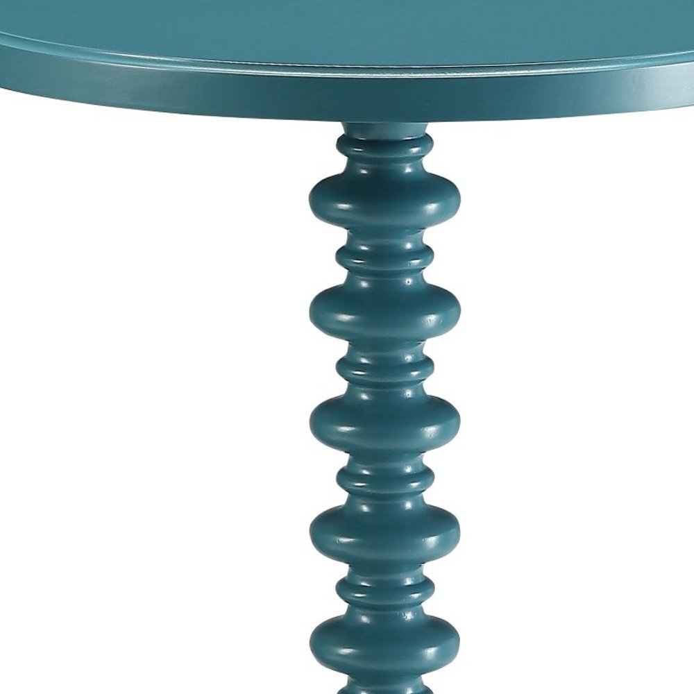 22" Yellow Wood Round Pedestal End Table