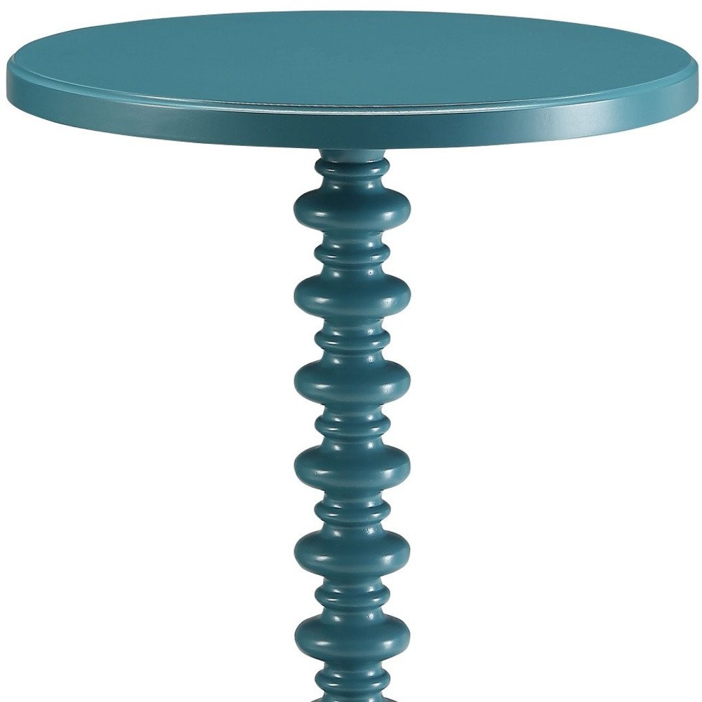 22" Yellow Wood Round Pedestal End Table