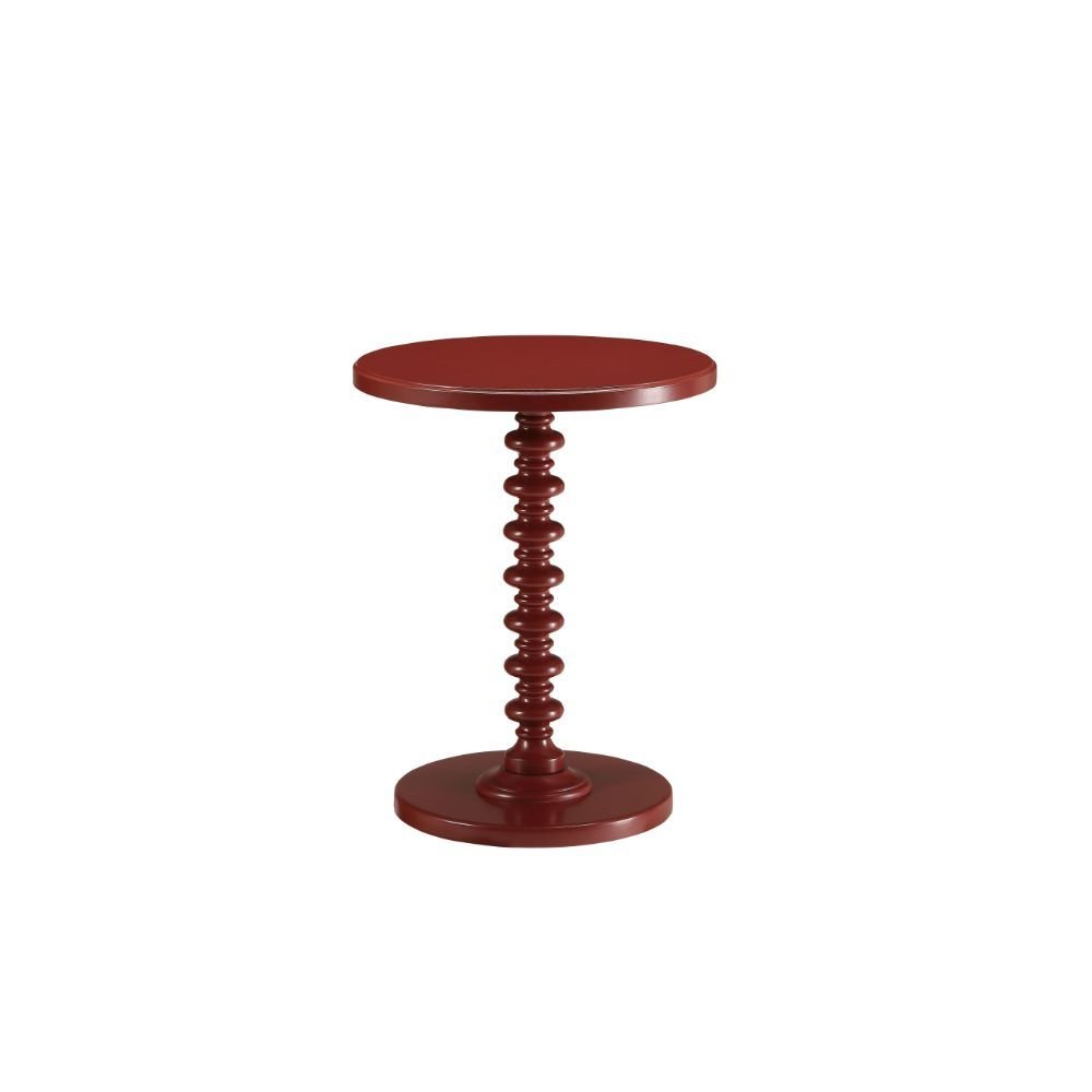 22" Yellow Wood Round Pedestal End Table