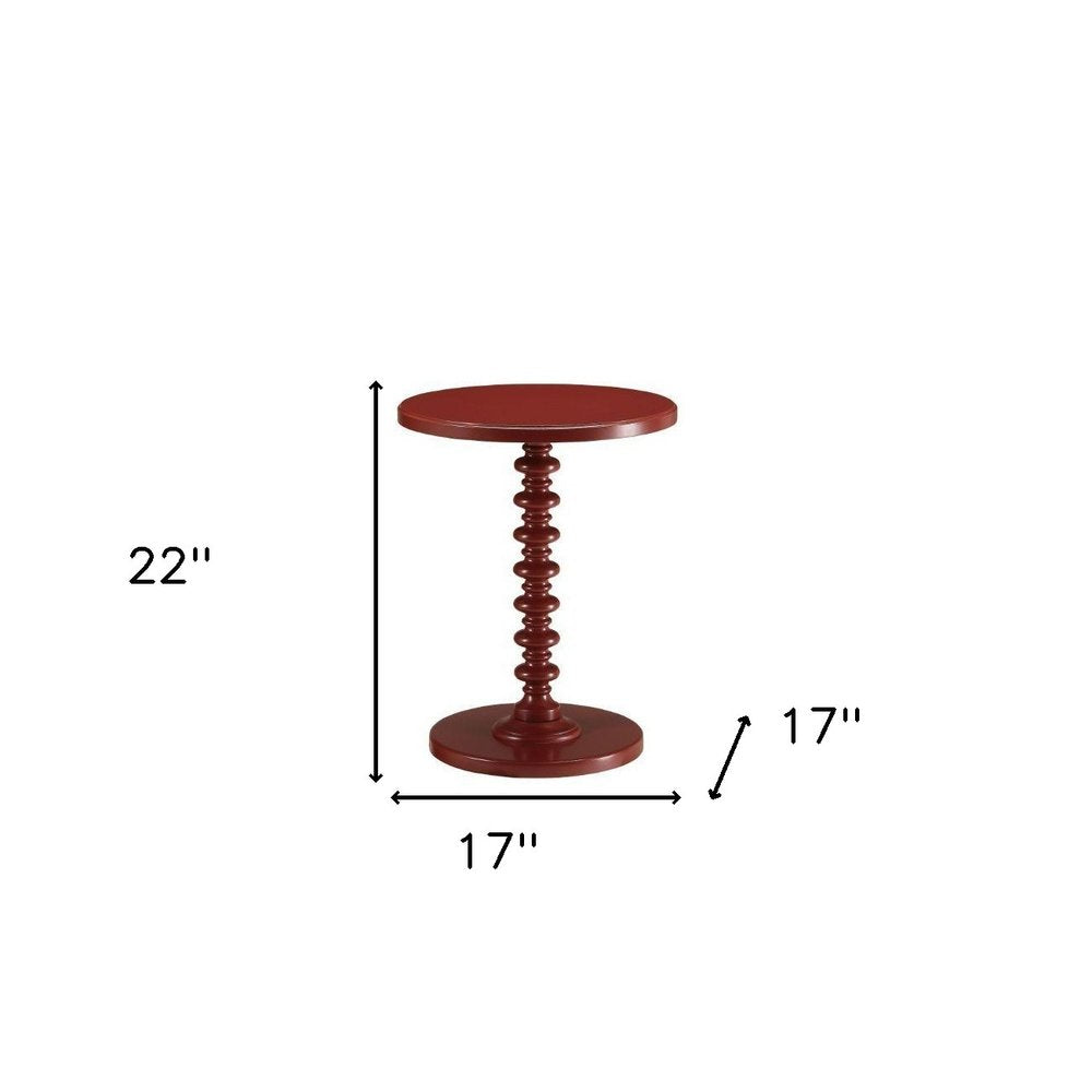 22" Yellow Wood Round Pedestal End Table