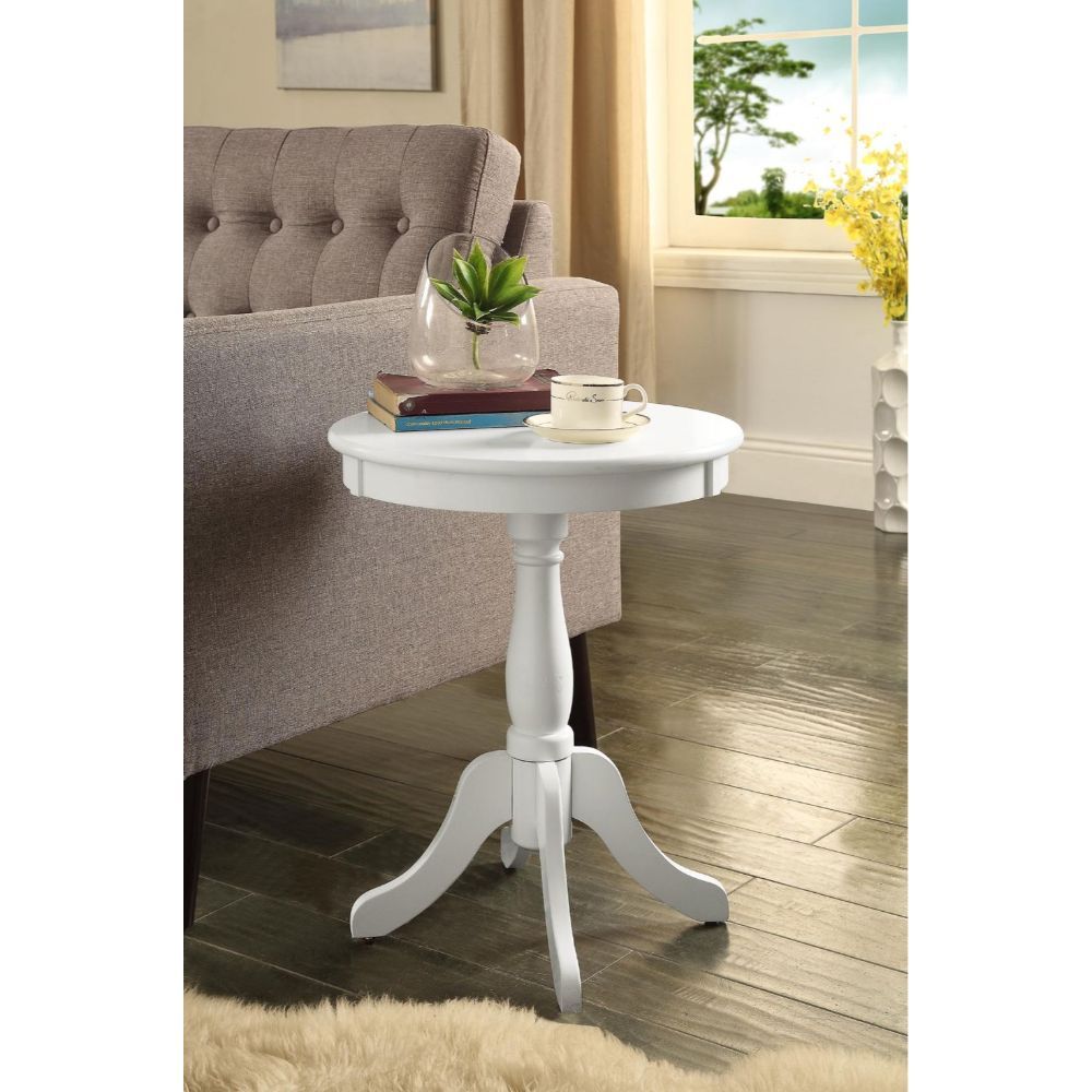Light Green Solid Wooden Pedestal Side Table