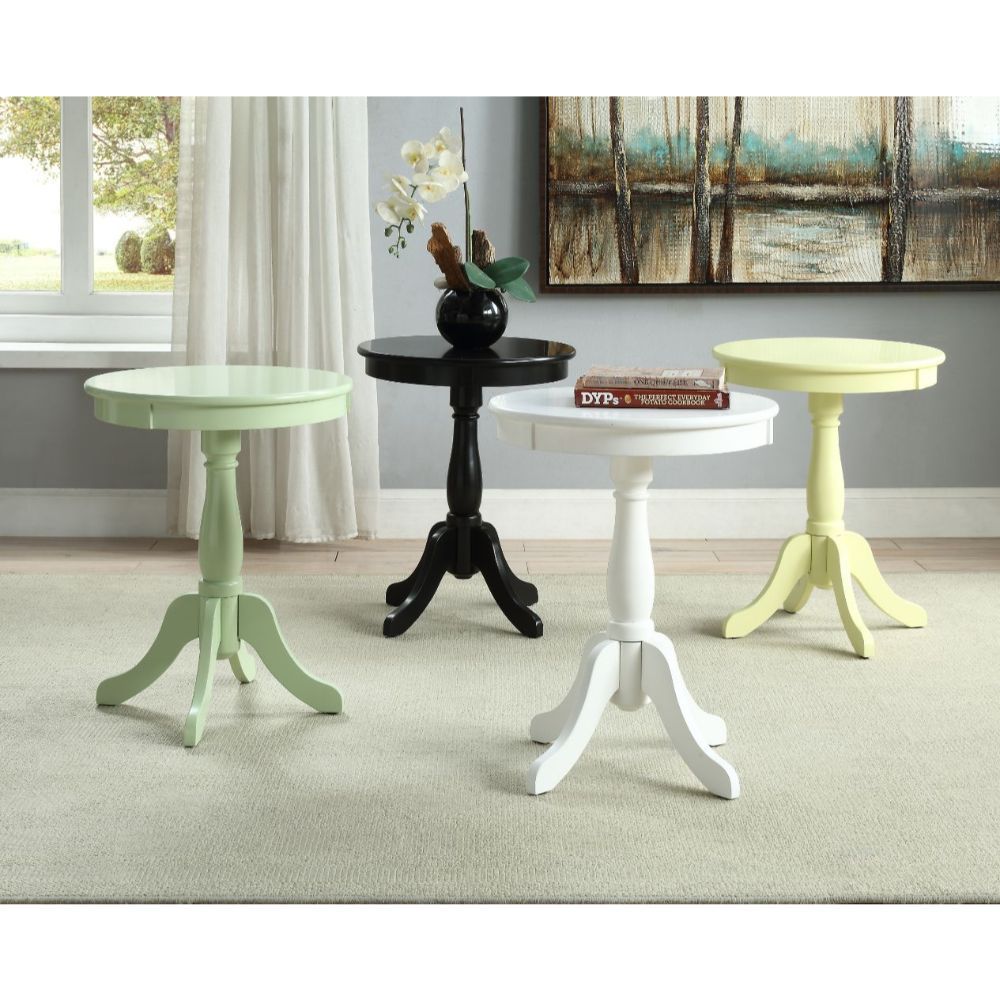 Light Green Solid Wooden Pedestal Side Table