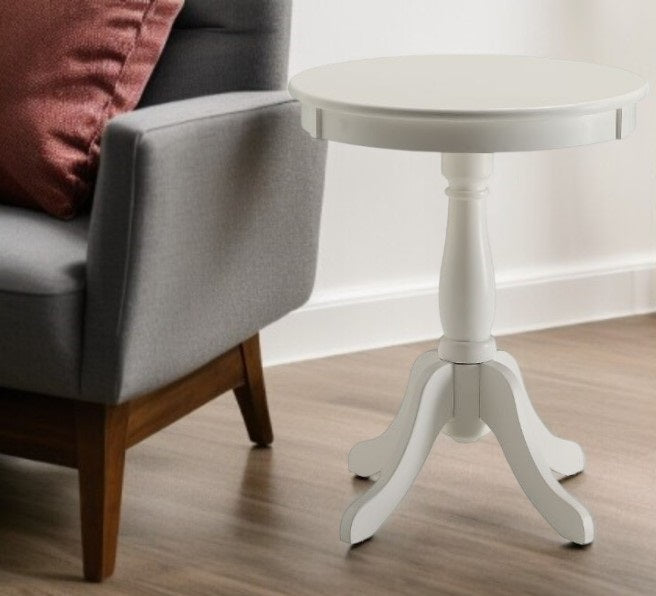 Light Green Solid Wooden Pedestal Side Table