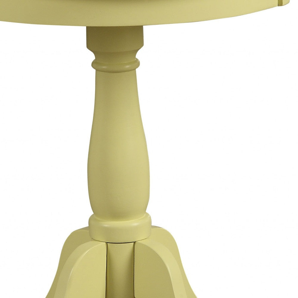 Light Green Solid Wooden Pedestal Side Table