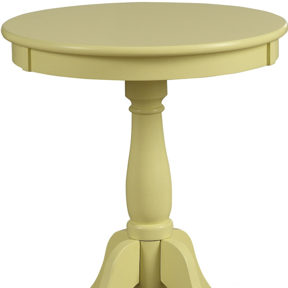 Light Green Solid Wooden Pedestal Side Table