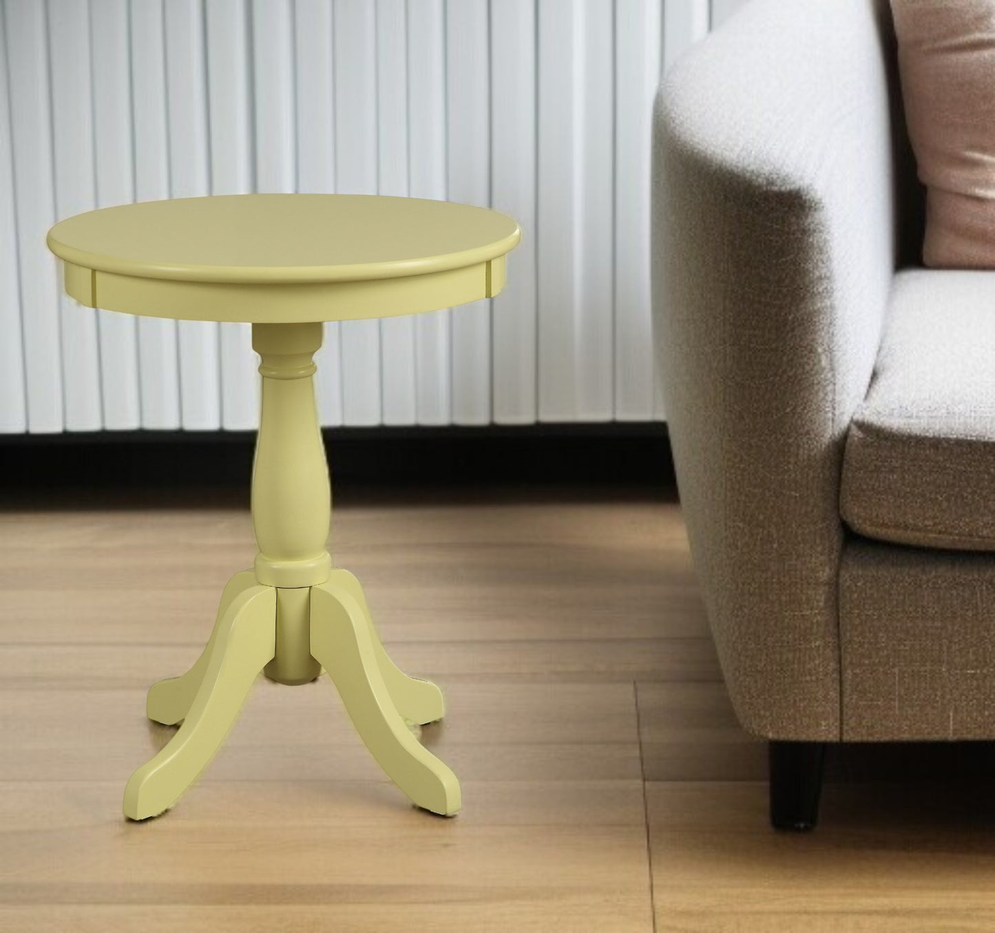 Light Green Solid Wooden Pedestal Side Table