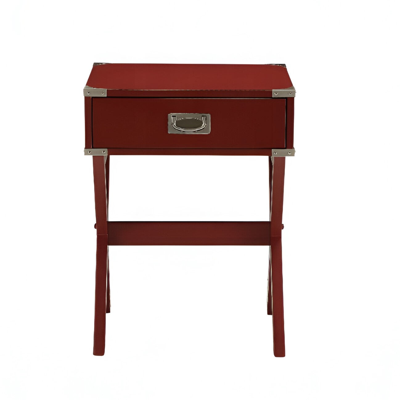 Modern White X Shape Wooden Storage End Table