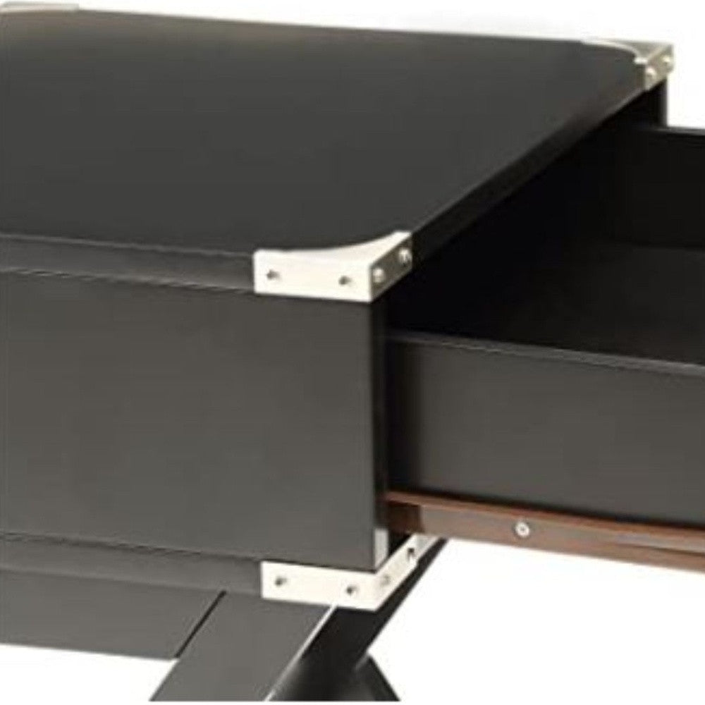 Modern White X Shape Wooden Storage End Table