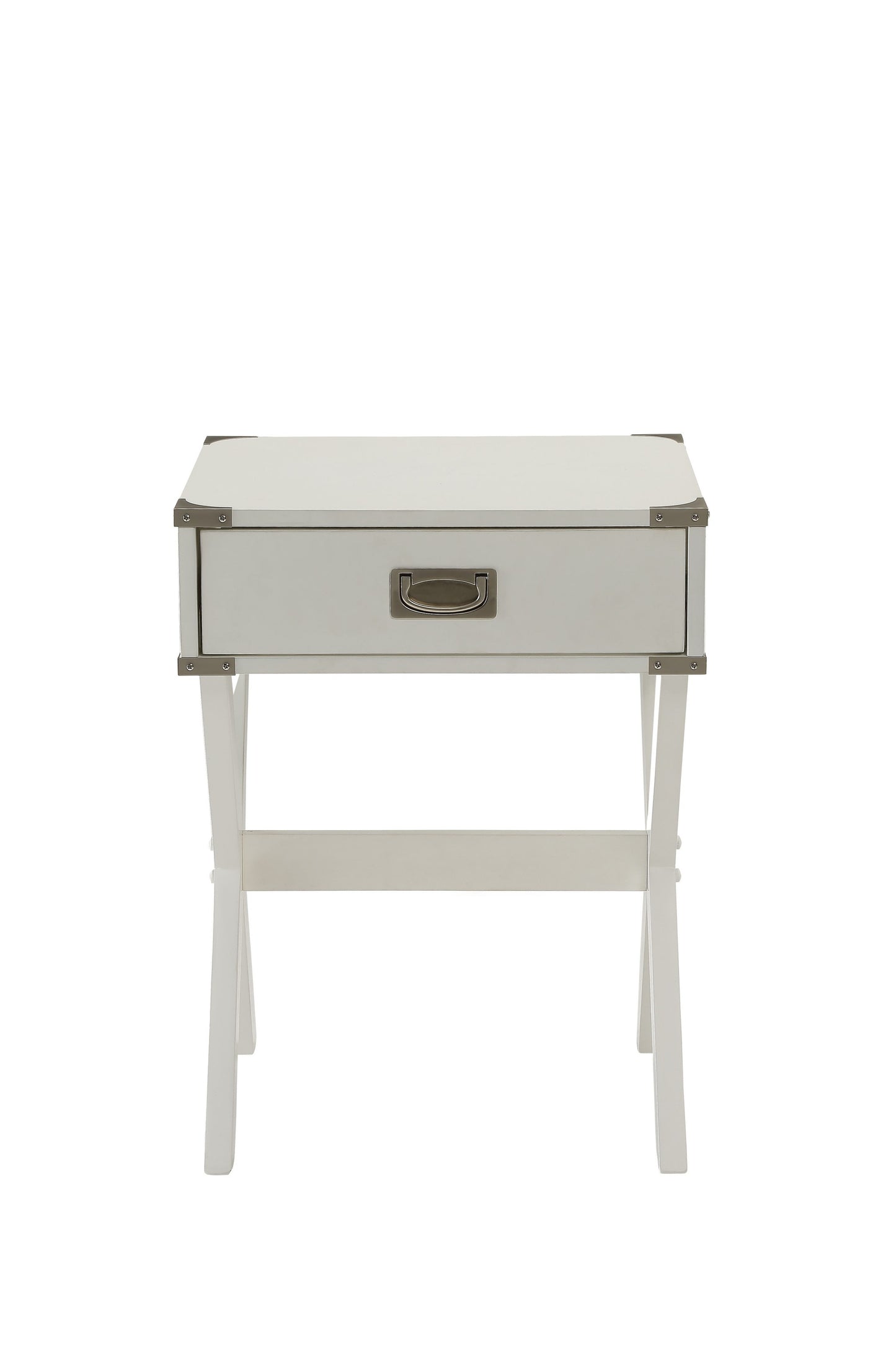 Modern White X Shape Wooden Storage End Table