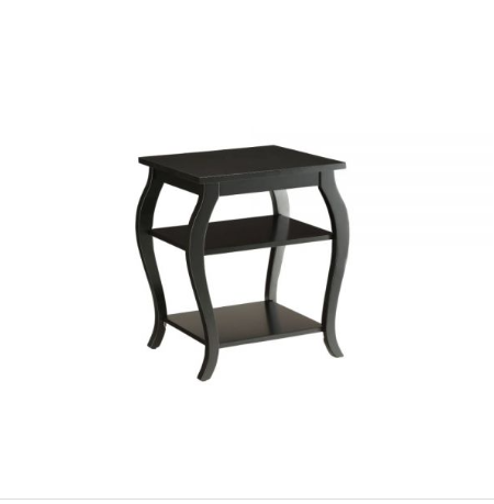 23" Teal Blue Wood Bow Leg End Table With Two Shelves