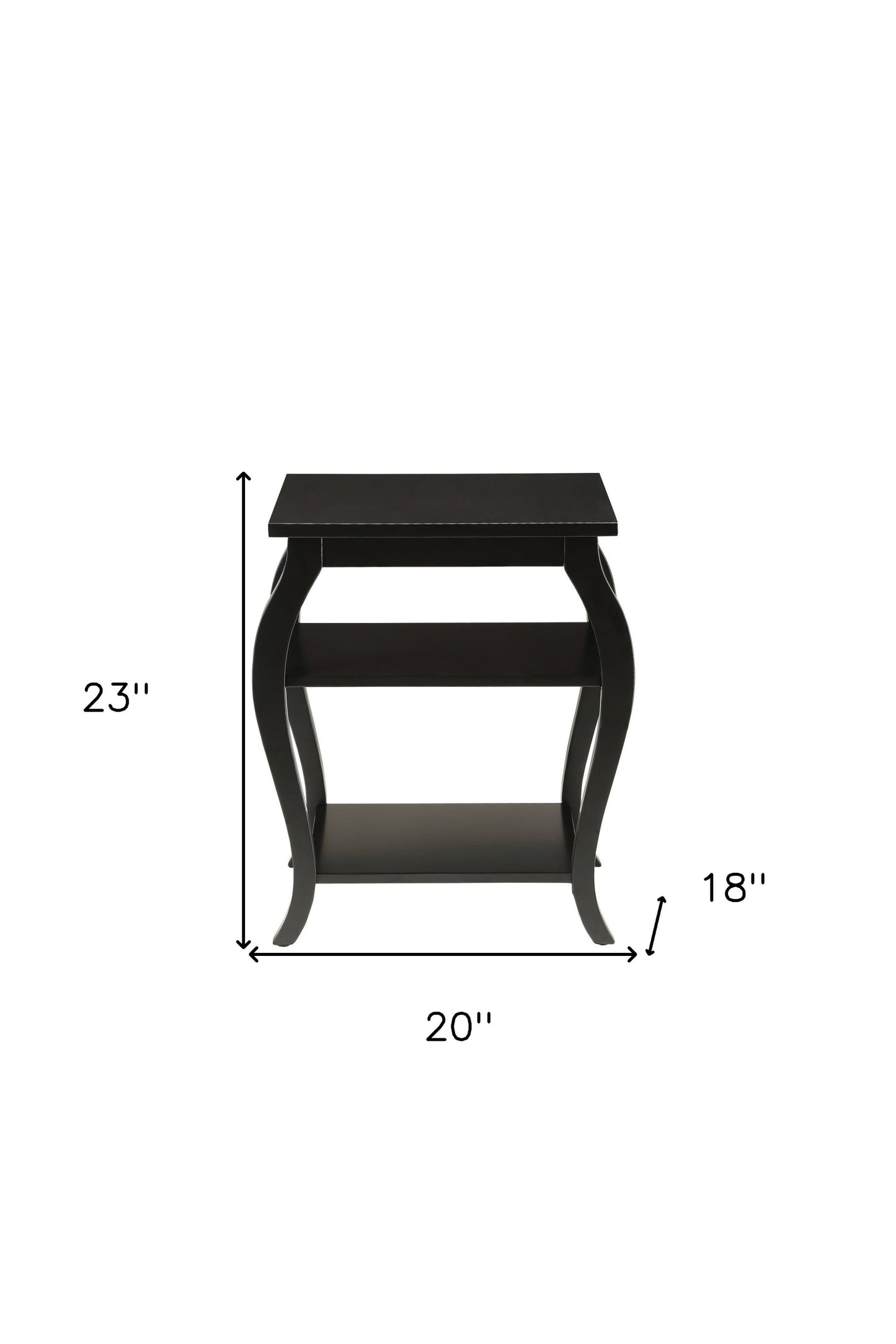 23" Teal Blue Wood Bow Leg End Table With Two Shelves