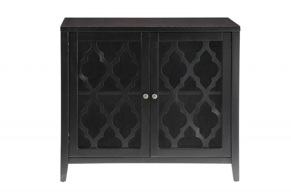 34" White Sideboard with Two Glass Doors