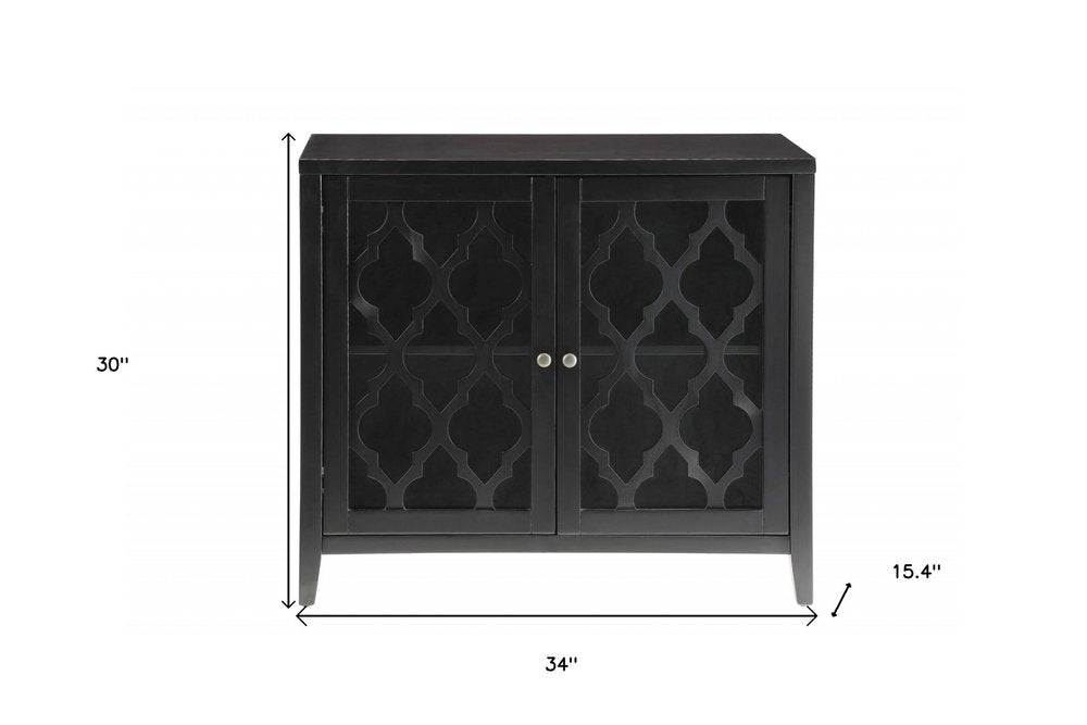 34" White Sideboard with Two Glass Doors
